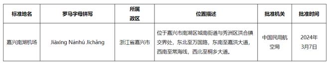 民政部发布公告浙江2个机场名称确定(图1)